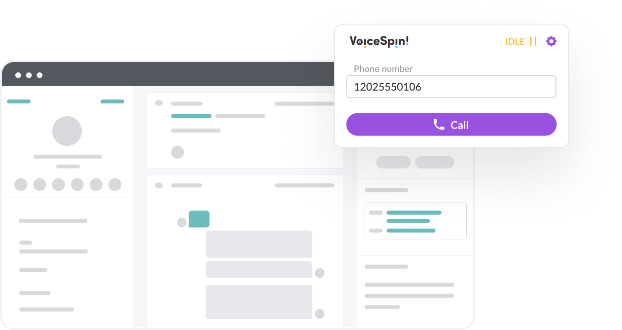 Integration interface of Zoho & Voicespin Click-to-Call feature