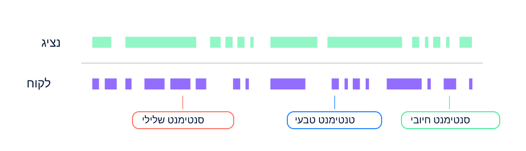 תיבת סיכום AI של שיחת מוקד טלפוני עם שדות לבעיית הלקוח, תגובת הסוכן, ורמת השביעות רצון.