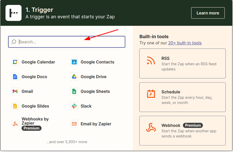 Zapier integration guide: step 2