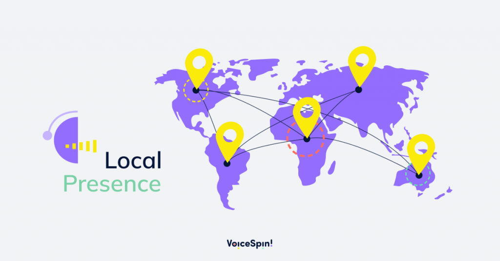 International map showing how you can call with the local caller ID but in another country
