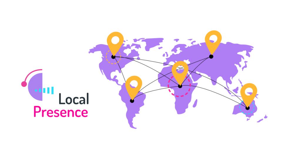 International map showing how you can call with the local caller ID but in another country