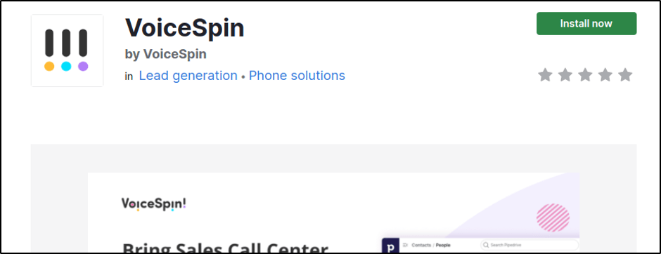 Voicespin App in Pipedrive marketplace