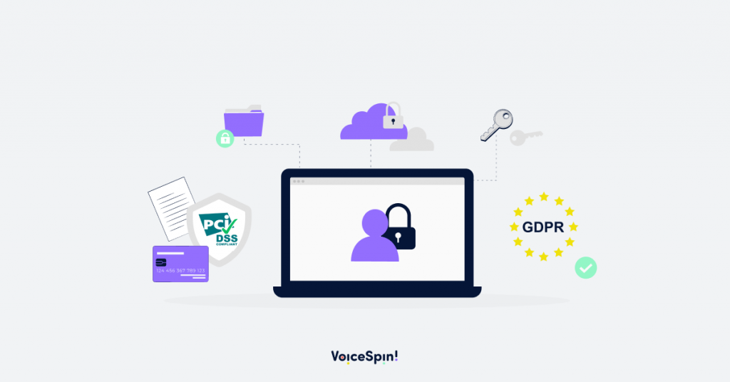 Data protection shield protecting credit cards and personal data, representing PCI DSS and GDPR compliance.