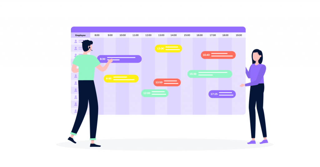 A calendar or schedule highlighting strategic planning of activities during low call volume times.