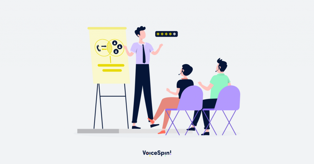 Call center manager coaching agents to generate more leads